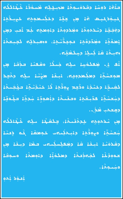 Back cover of The Bells of the Eighties — a blue panel filled with text from the collection in Assyrian script